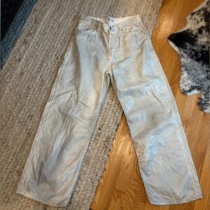 Zara Silver Painted Wide Leg Jeans